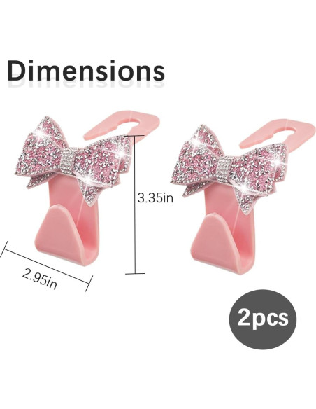 Gancho de reposacabezas de coche Bling Zpana, 2 piezas Rosa