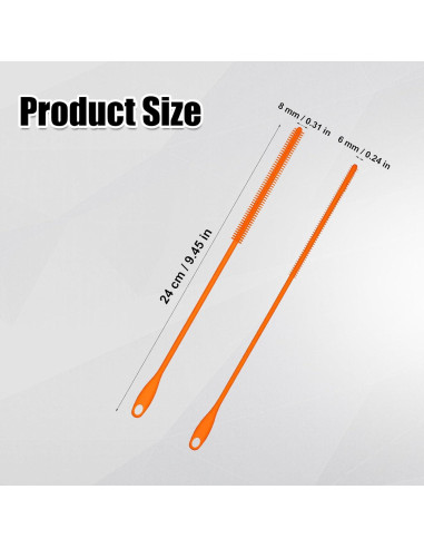 2 Cepillos de Limpieza de Pajitas de Silicona PEUTIER 6mm 8mm