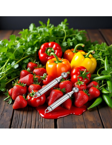 Juego de 2 Hullers de Acero Inoxidable Myuiao Multi-Función