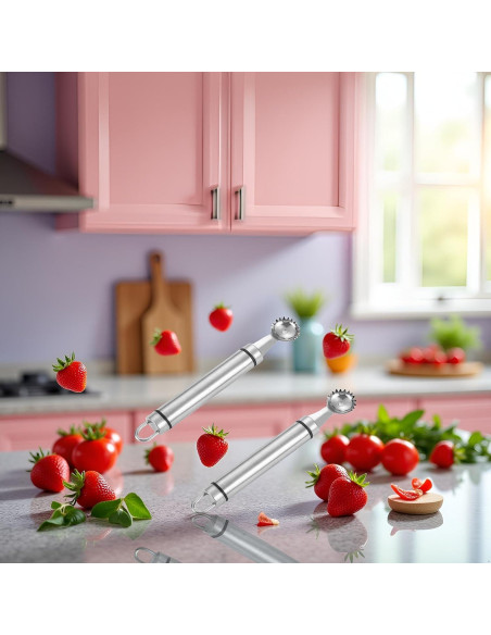 Juego de 2 Hullers de Acero Inoxidable Myuiao Multi-Función Juego de 2 Hullers de Acero Inoxidable Myuiao Multi-Función