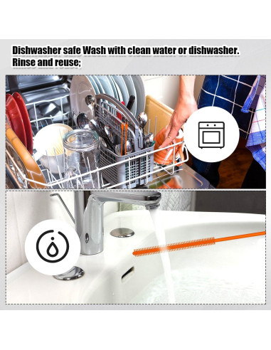 2 Cepillos de Limpieza de Pajitas de Silicona PEUTIER 6mm 8mm