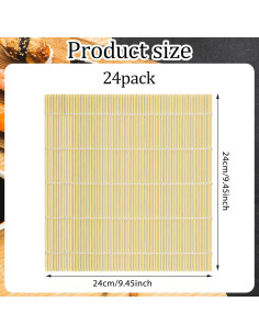 Juego de 24 Esteras de Sushi de Bambú Antiadherentes 24x24 cm 2