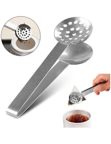 Pinzas de Té de Acero Inoxidable Lasenersm 15.5 cm Plata