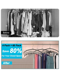 Organizador de Leggings Gloserin - 4 Perchas con 15 Clips 2