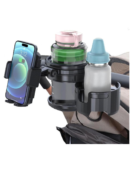 Soporte 3 en 1 para Taza y Teléfono HoneTeek - Negro