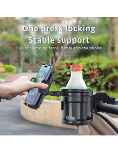 Soporte 3 en 1 para Taza y Teléfono HoneTeek - Negro 2