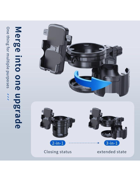 Soporte 3 en 1 para Taza y Teléfono HoneTeek - Negro