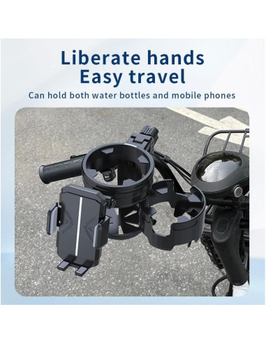 Soporte 3 en 1 para Taza y Teléfono HoneTeek - Negro