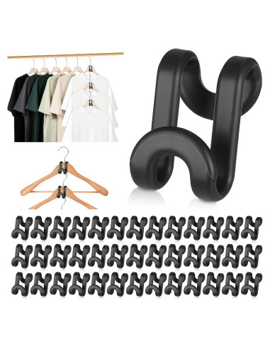 200 Ganchos Conectores para Perchas COMNICO, Plástico Negro