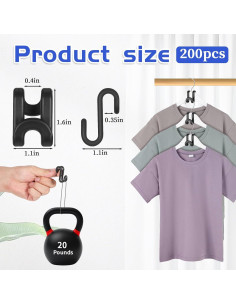 200 Ganchos Conectores para Perchas COMNICO, Plástico Negro 2