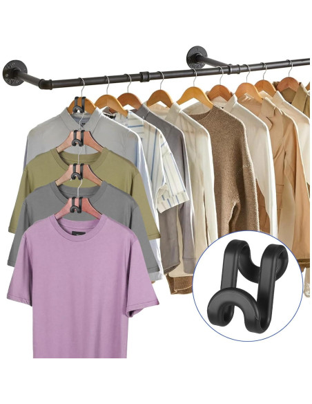 200 Ganchos Conectores para Perchas COMNICO, Plástico Negro