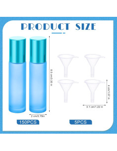 Sumind 150 Botellas de Rodillo de Vidrio 10 ml Azul Esmerilado 2