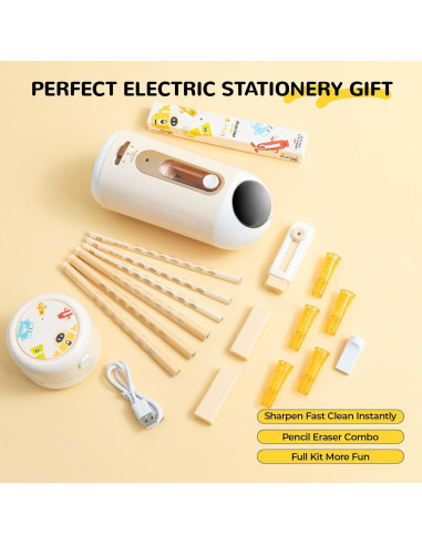 Conjunto de Papelería Eléctrica M&G HAPS2612 - Sacapuntas, Borrador y Aspiradora