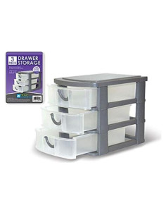 Organizador de Escritorio de Plástico 3 Cajones Dependable Gris