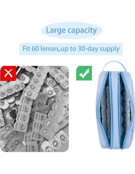 Estuche Organizador de Lentes de Contacto Diarios Azul - Almacenamiento para 60 Lentes