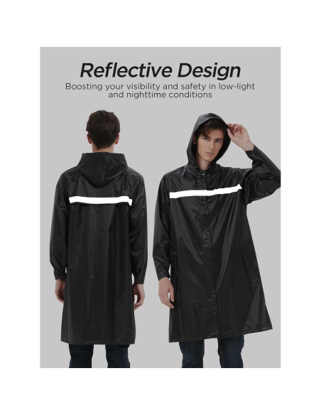 Abrigo de Lluvia Impermeable ProHydra XL Negro con Capucha