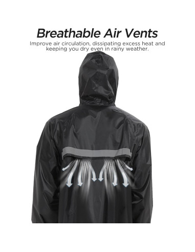 Abrigo de Lluvia Impermeable ProHydra XL Negro con Capucha