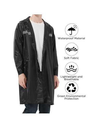 Abrigo de Lluvia Impermeable ProHydra XL Negro con Capucha