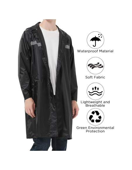 Abrigo de Lluvia Impermeable ProHydra XL Negro con Capucha