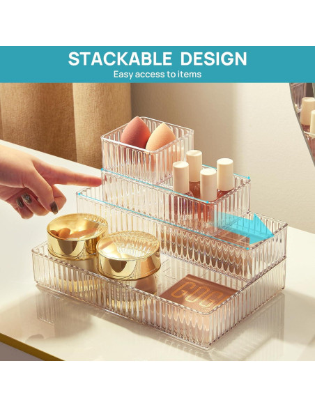 Organizadores de Cajones Vtopmart 7 PCS Transparentes 4 Tamaños