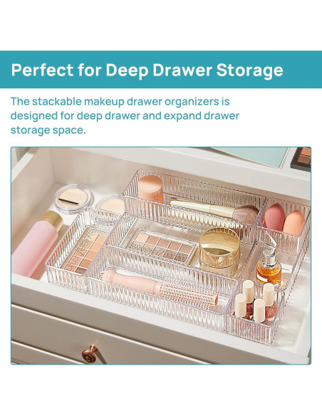 Organizadores de Cajones Vtopmart 7 PCS Transparentes 4 Tamaños