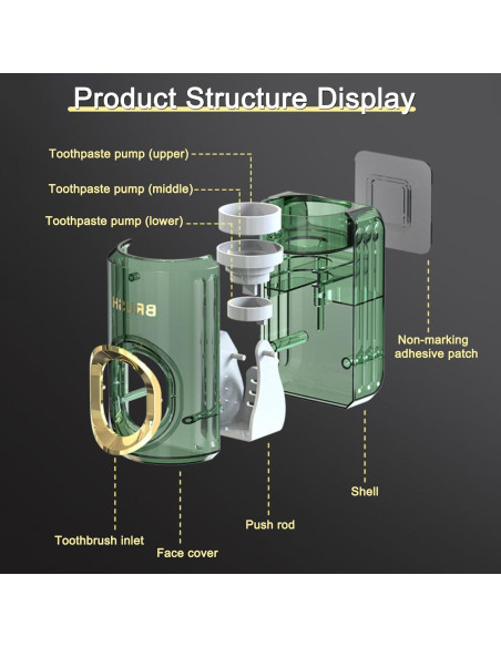 Dispensador Automático de Pasta de Dientes Chiffonade Verde 2pcs