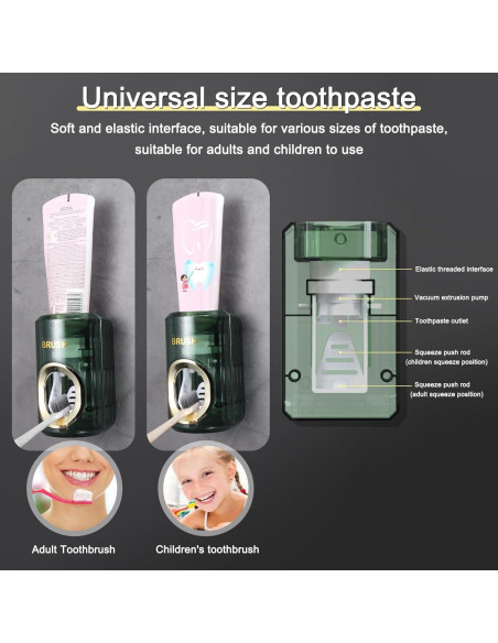 Dispensador Automático de Pasta de Dientes Chiffonade Verde 2pcs