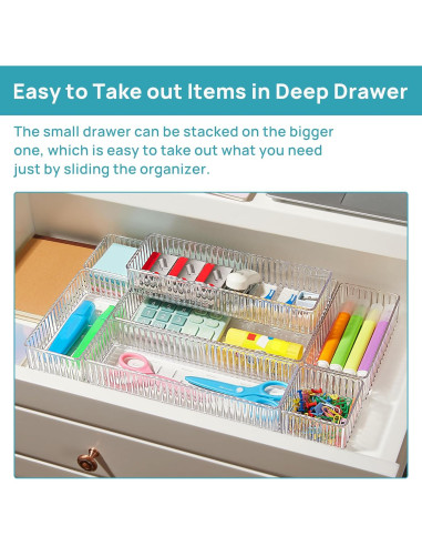 Organizadores de Cajones Vtopmart 7 PCS Transparentes 4 Tamaños