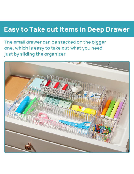 Organizadores de Cajones Vtopmart 7 PCS Transparentes 4 Tamaños