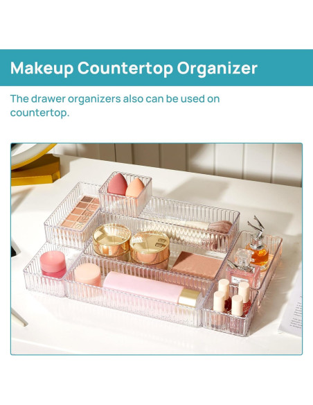 Organizadores de Cajones Vtopmart 7 PCS Transparentes 4 Tamaños