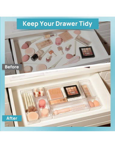Organizadores de Cajones Vtopmart 7 PCS Transparentes 4 Tamaños