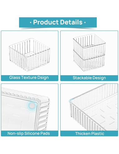 Organizadores de Cajones Vtopmart 7 PCS Transparentes 4 Tamaños