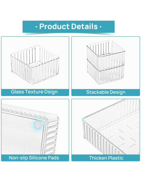Organizadores de Cajones Vtopmart 7 PCS Transparentes 4 Tamaños