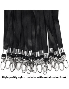 20 Cintas de Cuello Nylon Negro CaseBuy con Gancho Giratorio 2