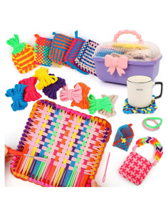 Kit de Telar para Tejer QXHOL con 224 Cuerdas de Nylon