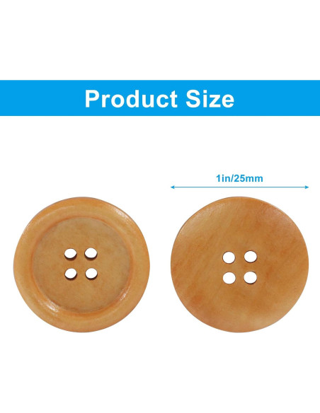 Botones de Madera Cionyce 25mm Marrón 200 Piezas Manualidades