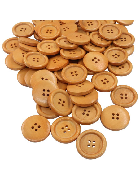 Botones de Madera Cionyce 25mm Marrón 200 Piezas Manualidades