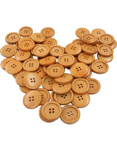 Botones de Madera Cionyce 25mm Marrón 200 Piezas Manualidades