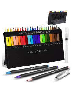 Marcadores de Acuarela HUAL 24 Colores con Puntas de Pincel 2