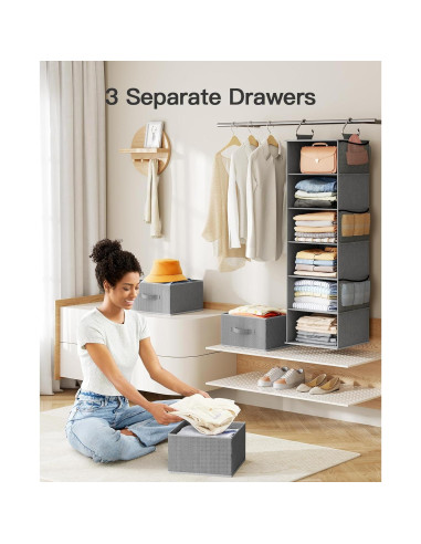 Organizador de Closet Colgante Pipishell 6 Estantes 3 Cajones