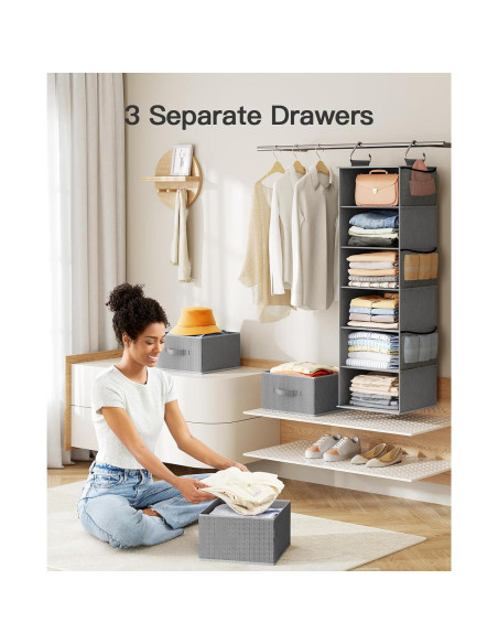 Organizador de Closet Colgante Pipishell 6 Estantes 3 Cajones