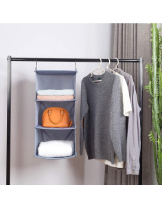 Organizador Colgante DonYeco 3 Estantes Tela Oxford Gris 2