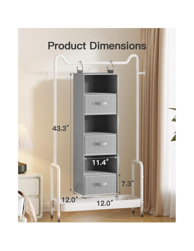 Organizador de Closet Colgante Pipishell 6 Estantes 3 Cajones