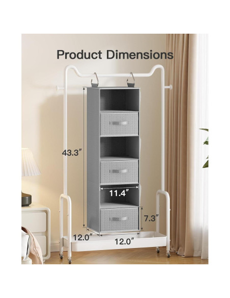 Organizador de Closet Colgante Pipishell 6 Estantes 3 Cajones