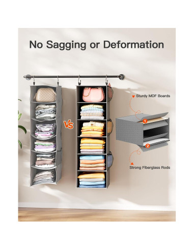 Organizador de Closet Colgante Pipishell 6 Estantes 3 Cajones