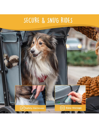 Carrito para Mascotas Canine Canyon Gris 4 Ruedas Plegable 25 kg