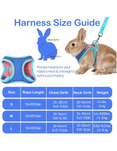Arnés y Correa Ajustables Aiyorse para Conejos M Azul/Rosa 2