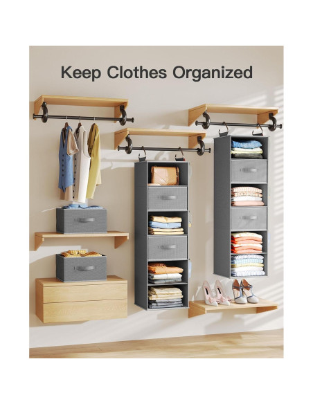 Organizador de Closet Colgante Pipishell 6 Estantes 3 Cajones