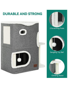Casa para Gatos YITAHOME 2 Niveles con Rasguñador y Almohadilla 2