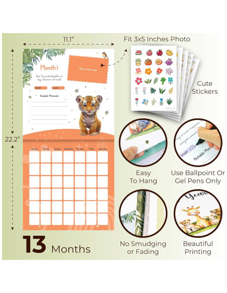 Calendario de Bebé Primer Año WOODAMORE con Stickers 27.94 cm